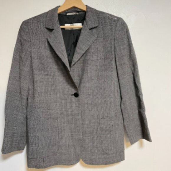 Max Mara Made in Italy Black White Woven Women's Blazer Jacket Size IT42/US8 - Picture 3 of 14